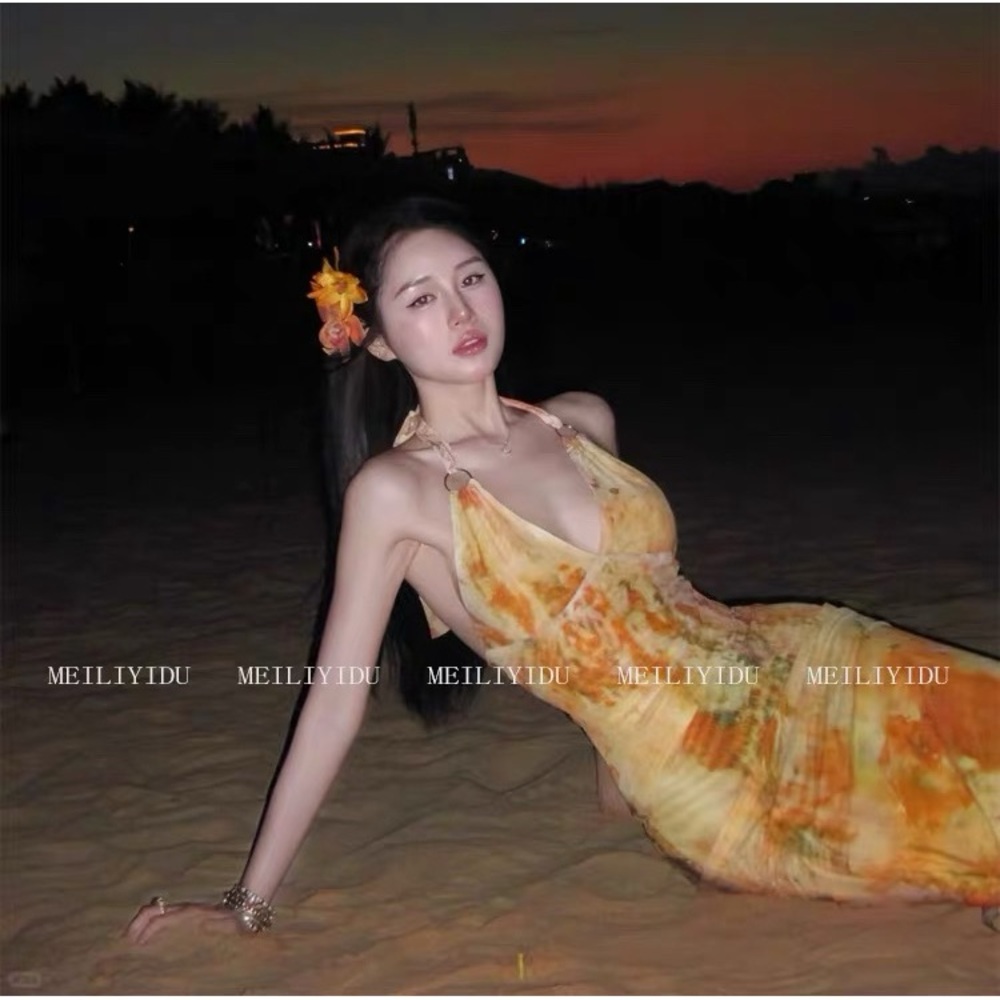 Women's Orange Tie-Dye Dress